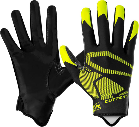 Cutters Football Wide Receiver Gloves. Rev 4.0 Ultra Grip No Slip. Youth and Adult Sizes (1 Pair).