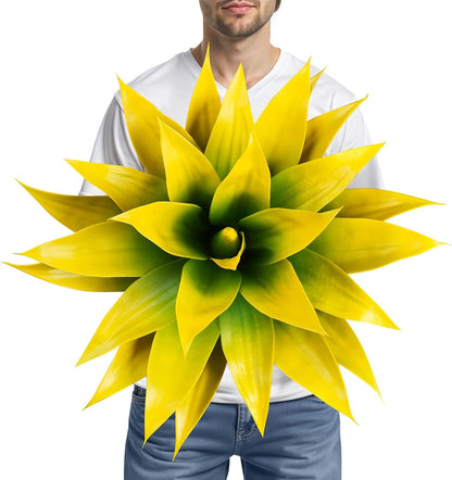 Artificial Agave Fake Plants, Yellow Fake Succuents Plant for Room Decor, Unpotted Faux Agave Plant for Outdoor/Indoor Fall Decor, 22 inches, Set of 1