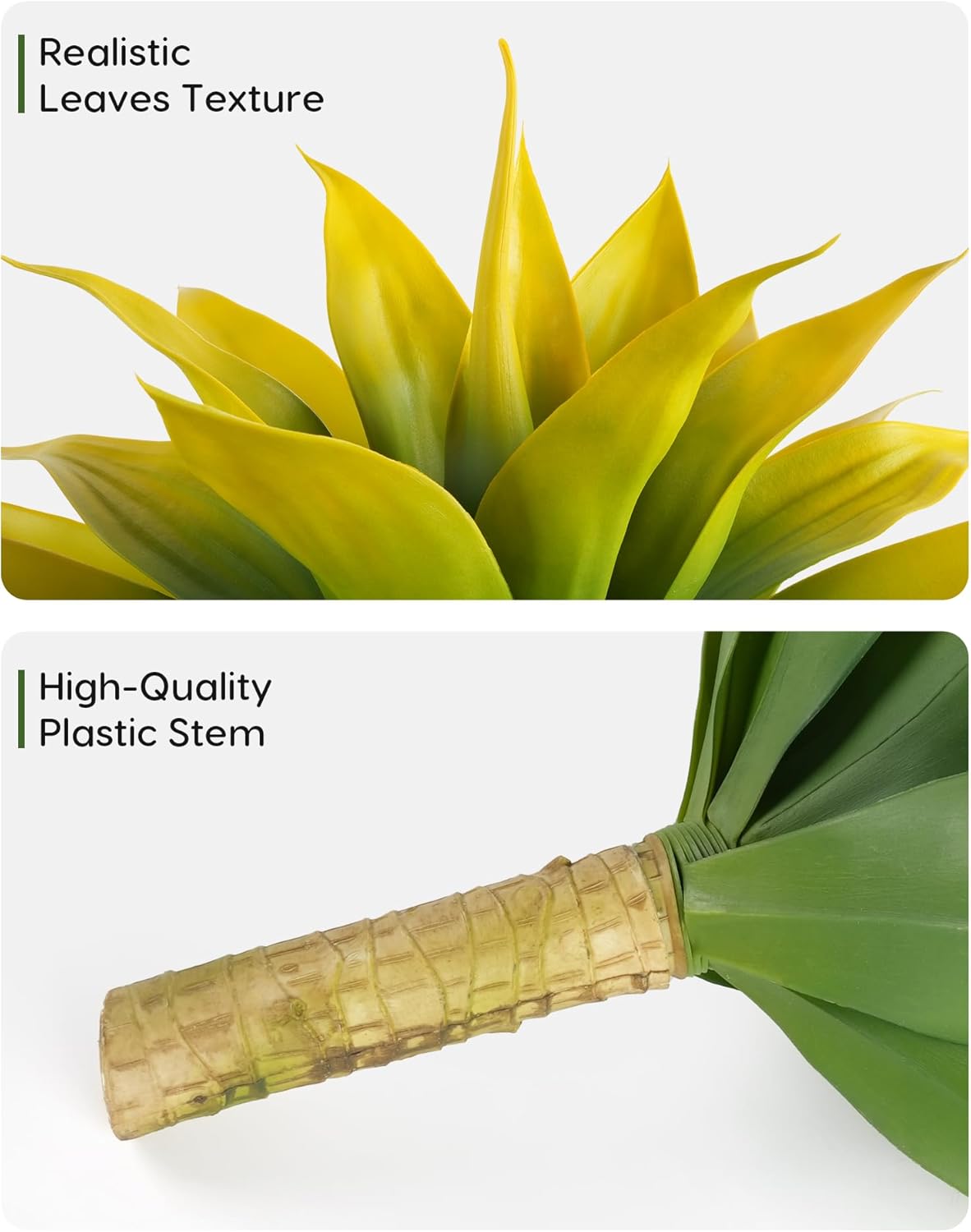 Artificial Agave Fake Plants, Yellow Fake Succuents Plant for Room Decor, Unpotted Faux Agave Plant for Outdoor/Indoor Fall Decor, 22 inches, Set of 1