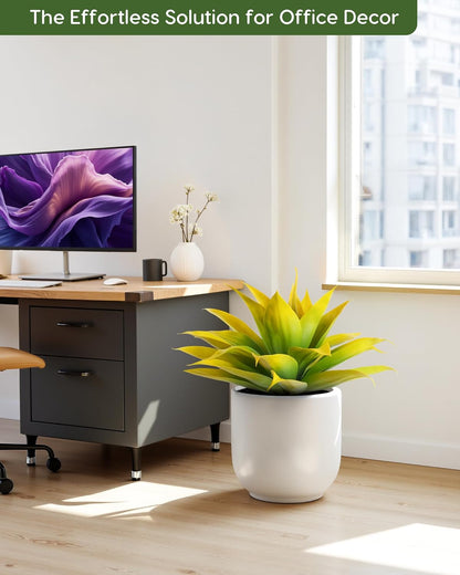 Artificial Agave Fake Plants, Yellow Fake Succuents Plant for Room Decor, Unpotted Faux Agave Plant for Outdoor/Indoor Fall Decor, 22 inches, Set of 1