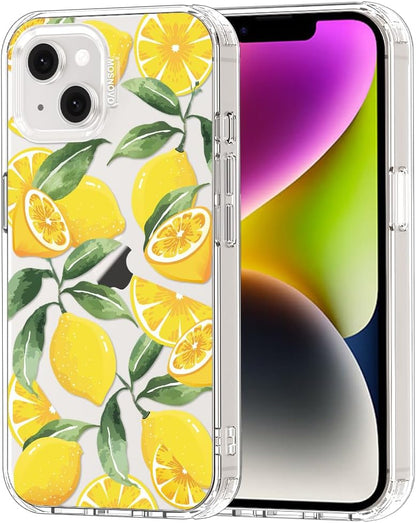 Case for iPhone 13 Pro Max, [Buffertech 6.6ft Military-Grade Drop Protection] [Anti Peel Off Tech] Clear TPU Bumper Phone Case Cover Design - Lemon - Colors B