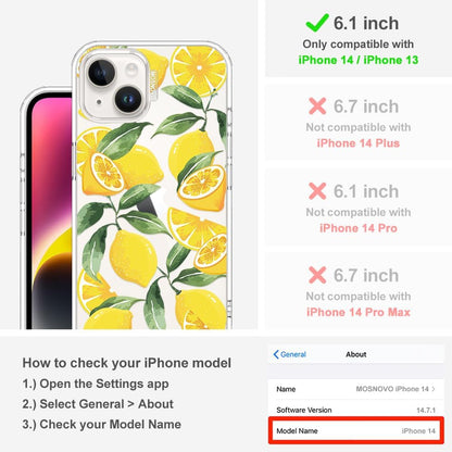 Case for iPhone 13 Pro Max, [Buffertech 6.6ft Military-Grade Drop Protection] [Anti Peel Off Tech] Clear TPU Bumper Phone Case Cover Design - Lemon - Colors B