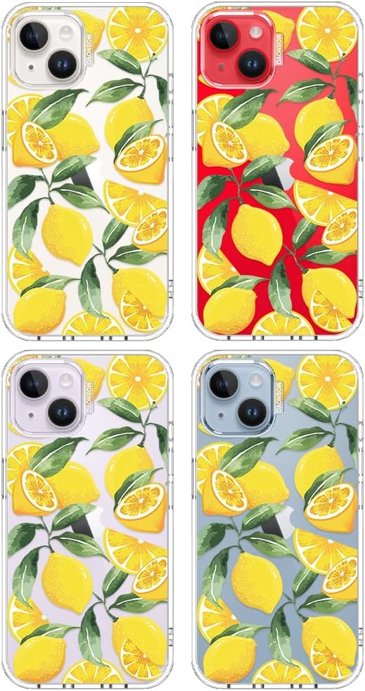 Case for iPhone 13 Pro Max, [Buffertech 6.6ft Military-Grade Drop Protection] [Anti Peel Off Tech] Clear TPU Bumper Phone Case Cover Design - Lemon - Colors B