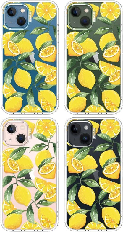 Case for iPhone 13 Pro Max, [Buffertech 6.6ft Military-Grade Drop Protection] [Anti Peel Off Tech] Clear TPU Bumper Phone Case Cover Design - Lemon - Colors B