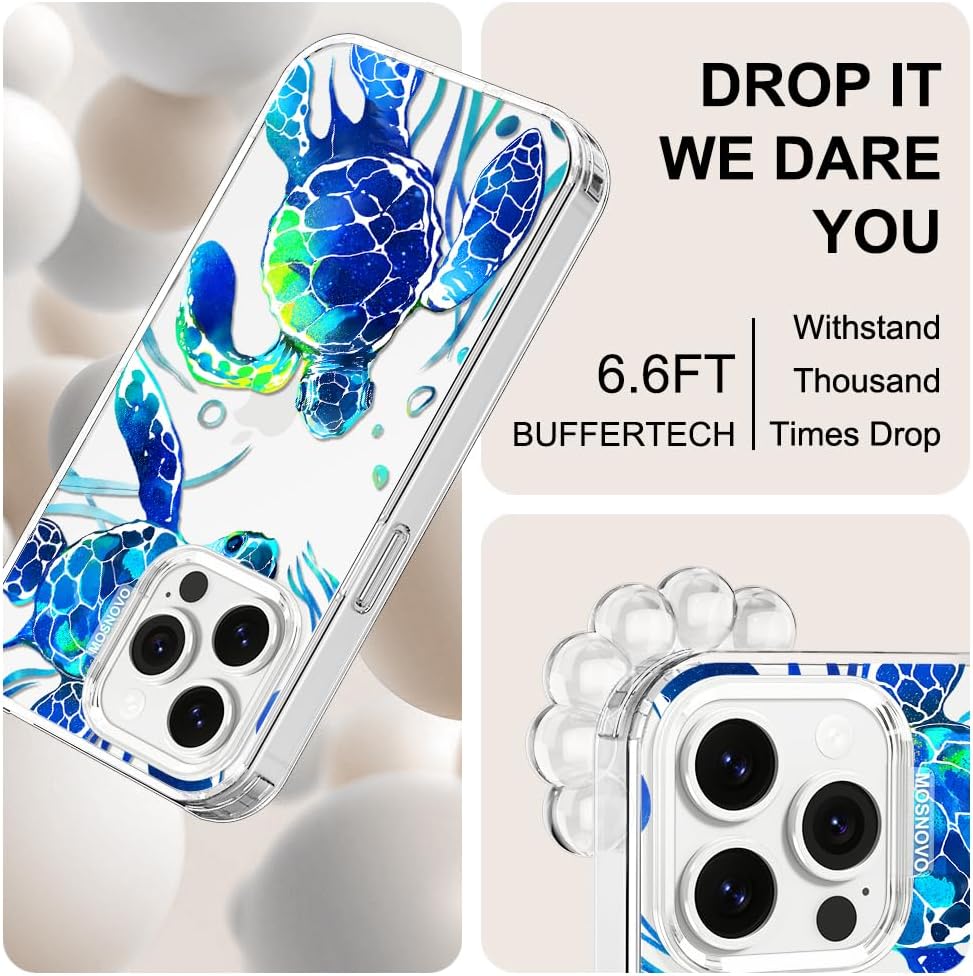 Case for iPhone 13 Pro Max, [Buffertech 6.6ft Military-Grade Drop Protection] [Anti Peel Off Tech] Clear TPU Bumper Phone Case Cover Design - Lemon - Colors B