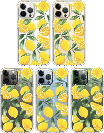 Case for iPhone 13 Pro Max, [Buffertech 6.6ft Military-Grade Drop Protection] [Anti Peel Off Tech] Clear TPU Bumper Phone Case Cover Design - Lemon - Colors B