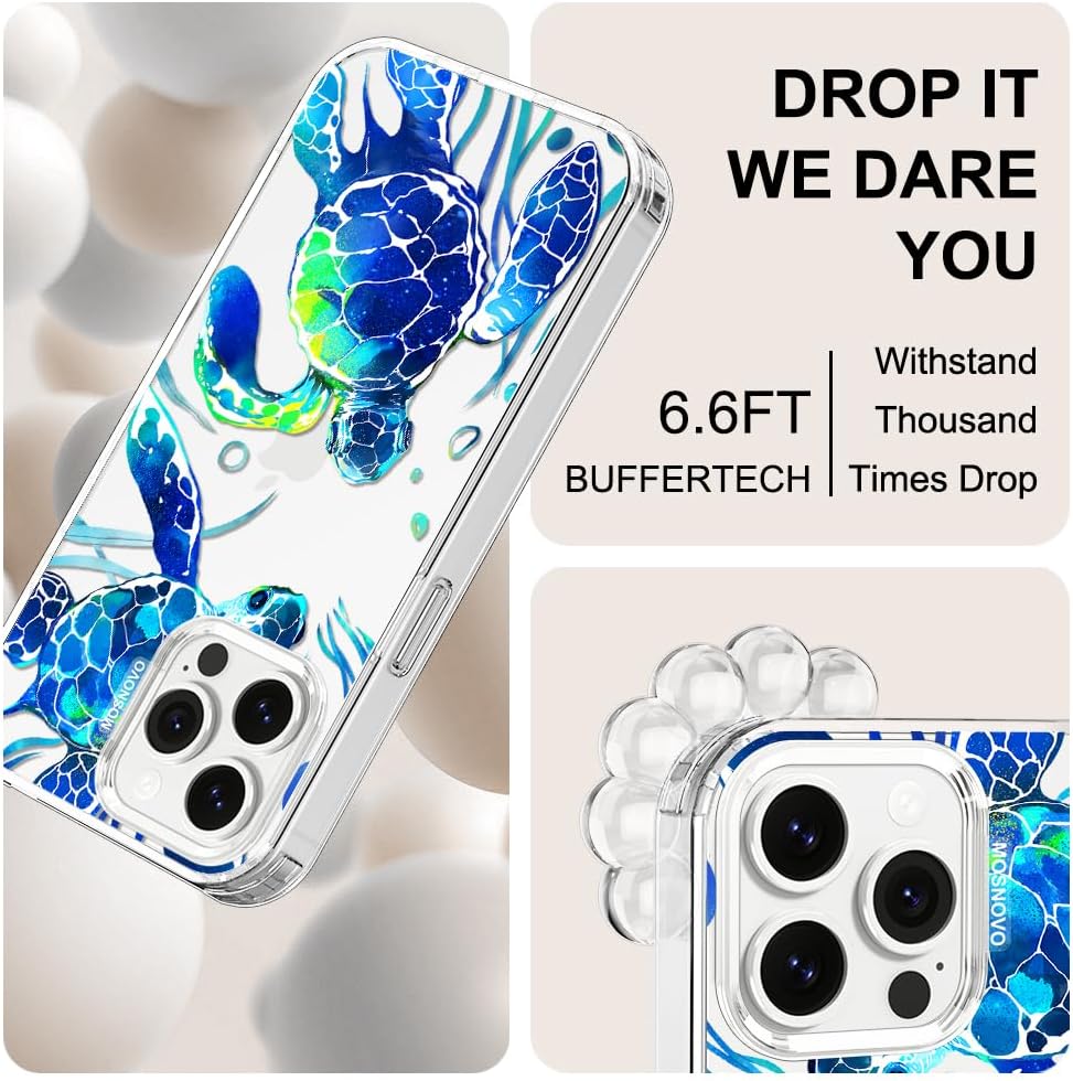 Case for iPhone 13 Pro Max, [Buffertech 6.6ft Military-Grade Drop Protection] [Anti Peel Off Tech] Clear TPU Bumper Phone Case Cover Design - Lemon - Colors B