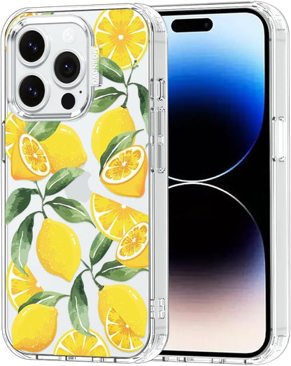 Case for iPhone 13 Pro Max, [Buffertech 6.6ft Military-Grade Drop Protection] [Anti Peel Off Tech] Clear TPU Bumper Phone Case Cover Design - Lemon - Colors B