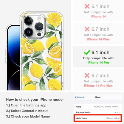 Case for iPhone 13 Pro Max, [Buffertech 6.6ft Military-Grade Drop Protection] [Anti Peel Off Tech] Clear TPU Bumper Phone Case Cover Design - Lemon - Colors B