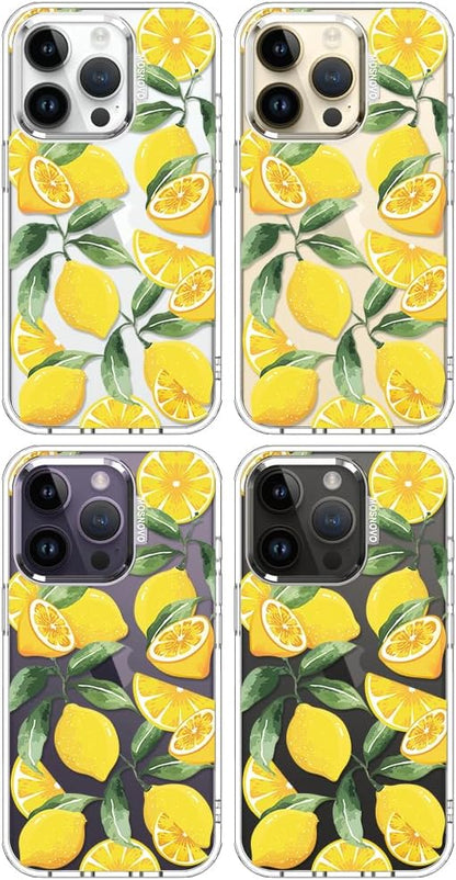 Case for iPhone 13 Pro Max, [Buffertech 6.6ft Military-Grade Drop Protection] [Anti Peel Off Tech] Clear TPU Bumper Phone Case Cover Design - Lemon - Colors B