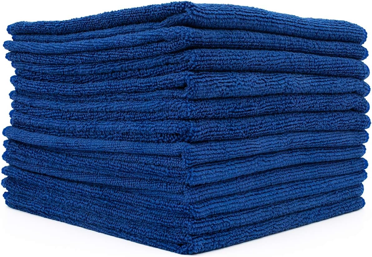 All-Purpose Microfiber Terry Cleaning Towels - Commercial Grade, Highly Absorbent, Lint-Free, Streak-Free, Kitchens, Bathrooms, Offices, 300gsm, 12in x 12in, Yellow (12-Pack)