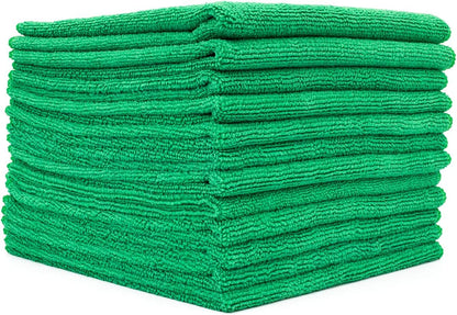 All-Purpose Microfiber Terry Cleaning Towels - Commercial Grade, Highly Absorbent, Lint-Free, Streak-Free, Kitchens, Bathrooms, Offices, 300gsm, 12in x 12in, Yellow (12-Pack)