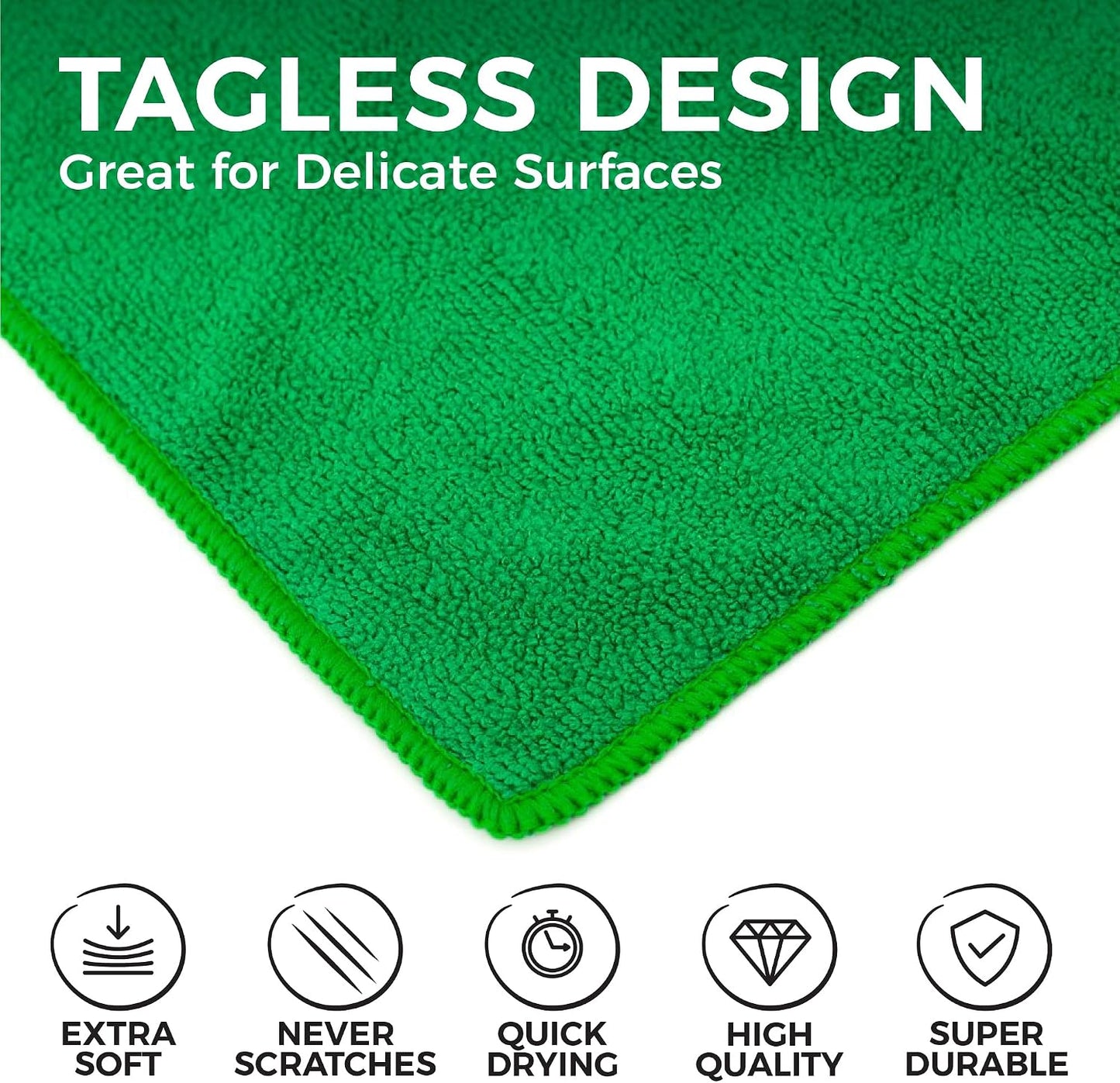 All-Purpose Microfiber Terry Cleaning Towels - Commercial Grade, Highly Absorbent, Lint-Free, Streak-Free, Kitchens, Bathrooms, Offices, 300gsm, 12in x 12in, Yellow (12-Pack)