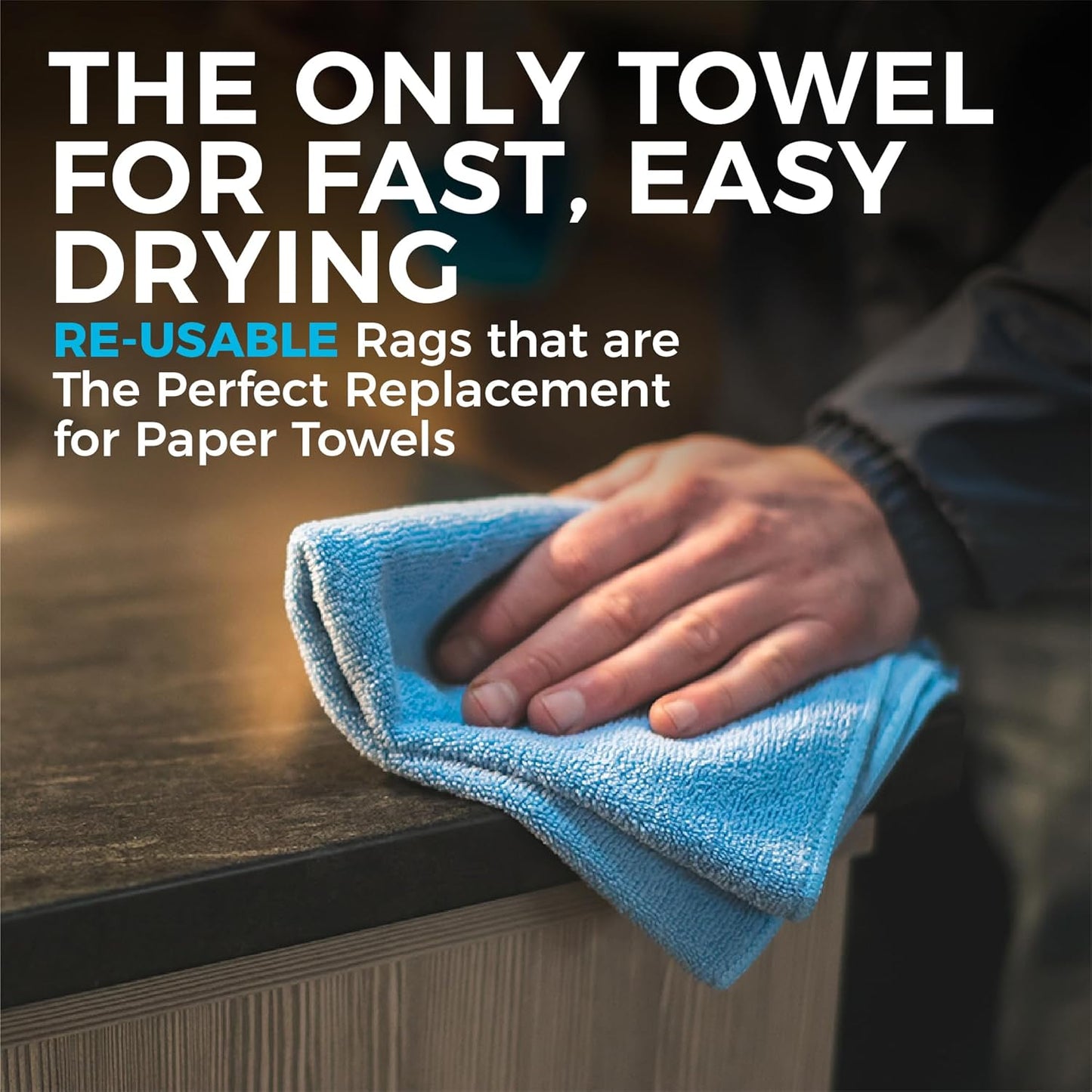 All-Purpose Microfiber Terry Cleaning Towels - Commercial Grade, Highly Absorbent, Lint-Free, Streak-Free, Kitchens, Bathrooms, Offices, 300gsm, 12in x 12in, Yellow (12-Pack)