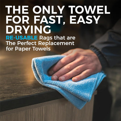 All-Purpose Microfiber Terry Cleaning Towels - Commercial Grade, Highly Absorbent, Lint-Free, Streak-Free, Kitchens, Bathrooms, Offices, 300gsm, 12in x 12in, Yellow (12-Pack)