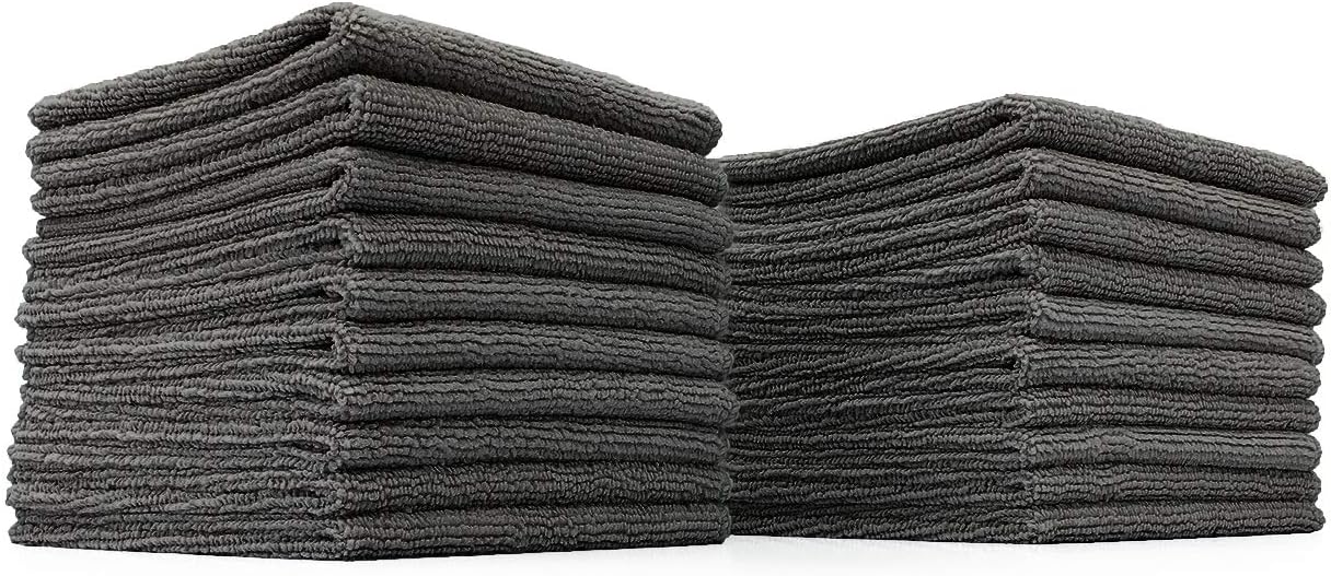 All-Purpose Microfiber Terry Cleaning Towels - Commercial Grade, Highly Absorbent, Lint-Free, Streak-Free, Kitchens, Bathrooms, Offices, 300gsm, 12in x 12in, Yellow (12-Pack)