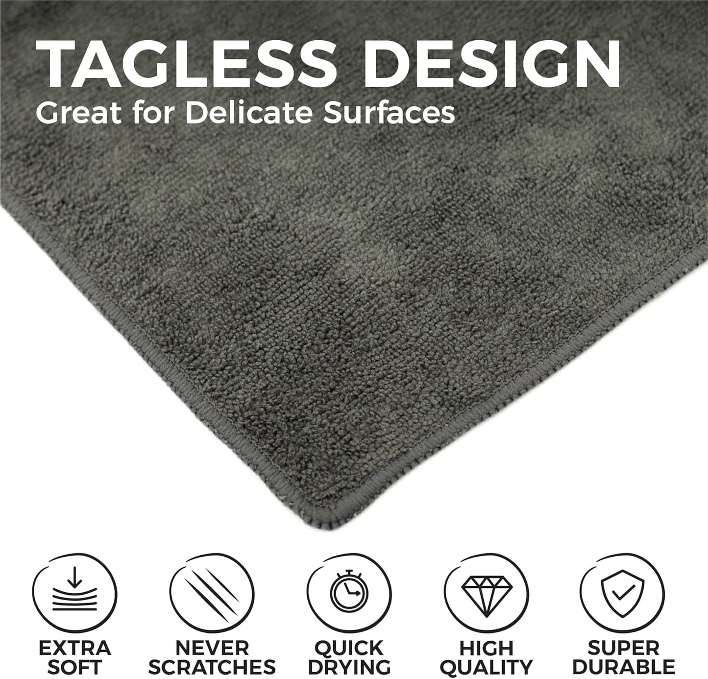 All-Purpose Microfiber Terry Cleaning Towels - Commercial Grade, Highly Absorbent, Lint-Free, Streak-Free, Kitchens, Bathrooms, Offices, 300gsm, 12in x 12in, Yellow (12-Pack)