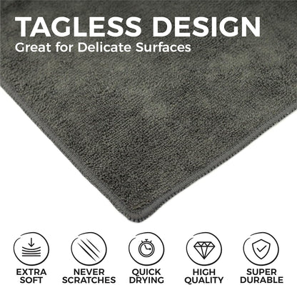 All-Purpose Microfiber Terry Cleaning Towels - Commercial Grade, Highly Absorbent, Lint-Free, Streak-Free, Kitchens, Bathrooms, Offices, 300gsm, 12in x 12in, Yellow (12-Pack)