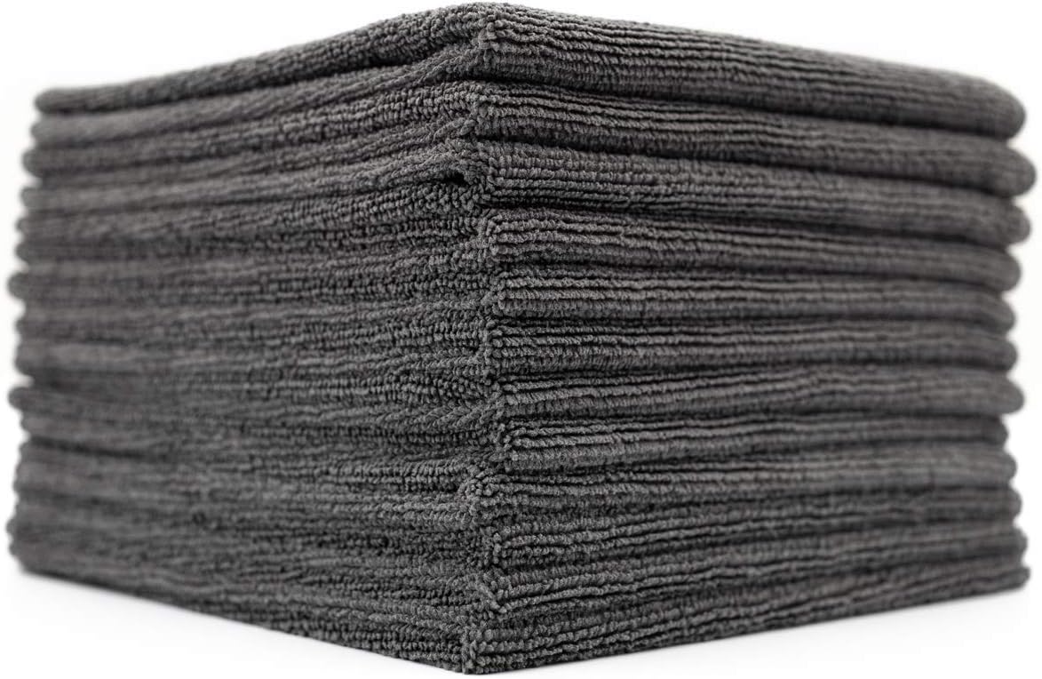 All-Purpose Microfiber Terry Cleaning Towels - Commercial Grade, Highly Absorbent, Lint-Free, Streak-Free, Kitchens, Bathrooms, Offices, 300gsm, 12in x 12in, Yellow (12-Pack)