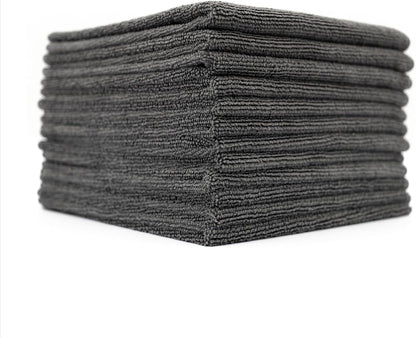 All-Purpose Microfiber Terry Cleaning Towels - Commercial Grade, Highly Absorbent, Lint-Free, Streak-Free, Kitchens, Bathrooms, Offices, 300gsm, 12in x 12in, Yellow (12-Pack)