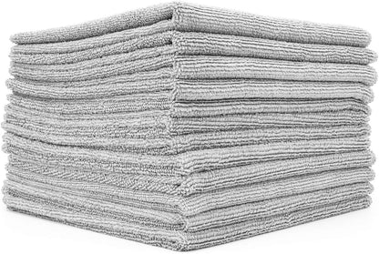 All-Purpose Microfiber Terry Cleaning Towels - Commercial Grade, Highly Absorbent, Lint-Free, Streak-Free, Kitchens, Bathrooms, Offices, 300gsm, 12in x 12in, Yellow (12-Pack)