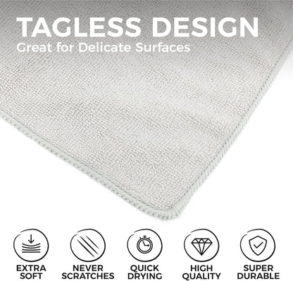 All-Purpose Microfiber Terry Cleaning Towels - Commercial Grade, Highly Absorbent, Lint-Free, Streak-Free, Kitchens, Bathrooms, Offices, 300gsm, 12in x 12in, Yellow (12-Pack)