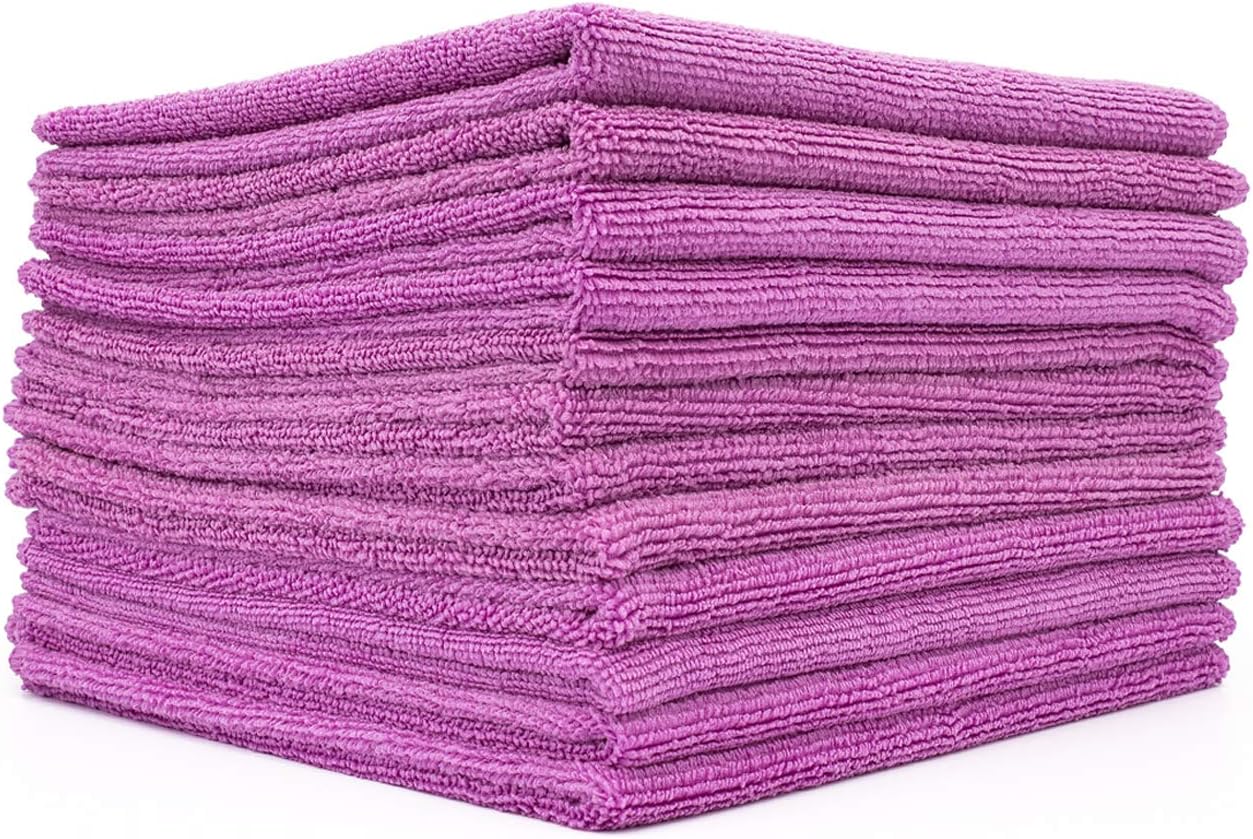 All-Purpose Microfiber Terry Cleaning Towels - Commercial Grade, Highly Absorbent, Lint-Free, Streak-Free, Kitchens, Bathrooms, Offices, 300gsm, 12in x 12in, Yellow (12-Pack)