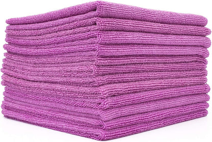 All-Purpose Microfiber Terry Cleaning Towels - Commercial Grade, Highly Absorbent, Lint-Free, Streak-Free, Kitchens, Bathrooms, Offices, 300gsm, 12in x 12in, Yellow (12-Pack)