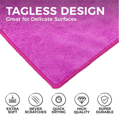 All-Purpose Microfiber Terry Cleaning Towels - Commercial Grade, Highly Absorbent, Lint-Free, Streak-Free, Kitchens, Bathrooms, Offices, 300gsm, 12in x 12in, Yellow (12-Pack)