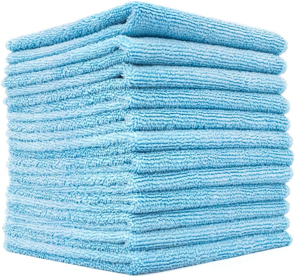 All-Purpose Microfiber Terry Cleaning Towels - Commercial Grade, Highly Absorbent, Lint-Free, Streak-Free, Kitchens, Bathrooms, Offices, 300gsm, 12in x 12in, Yellow (12-Pack)