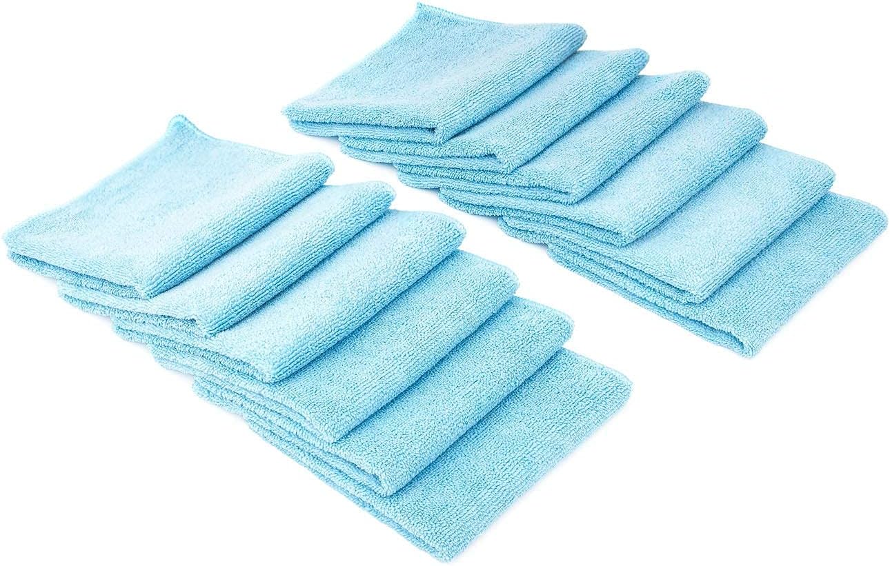 All-Purpose Microfiber Terry Cleaning Towels - Commercial Grade, Highly Absorbent, Lint-Free, Streak-Free, Kitchens, Bathrooms, Offices, 300gsm, 12in x 12in, Yellow (12-Pack)