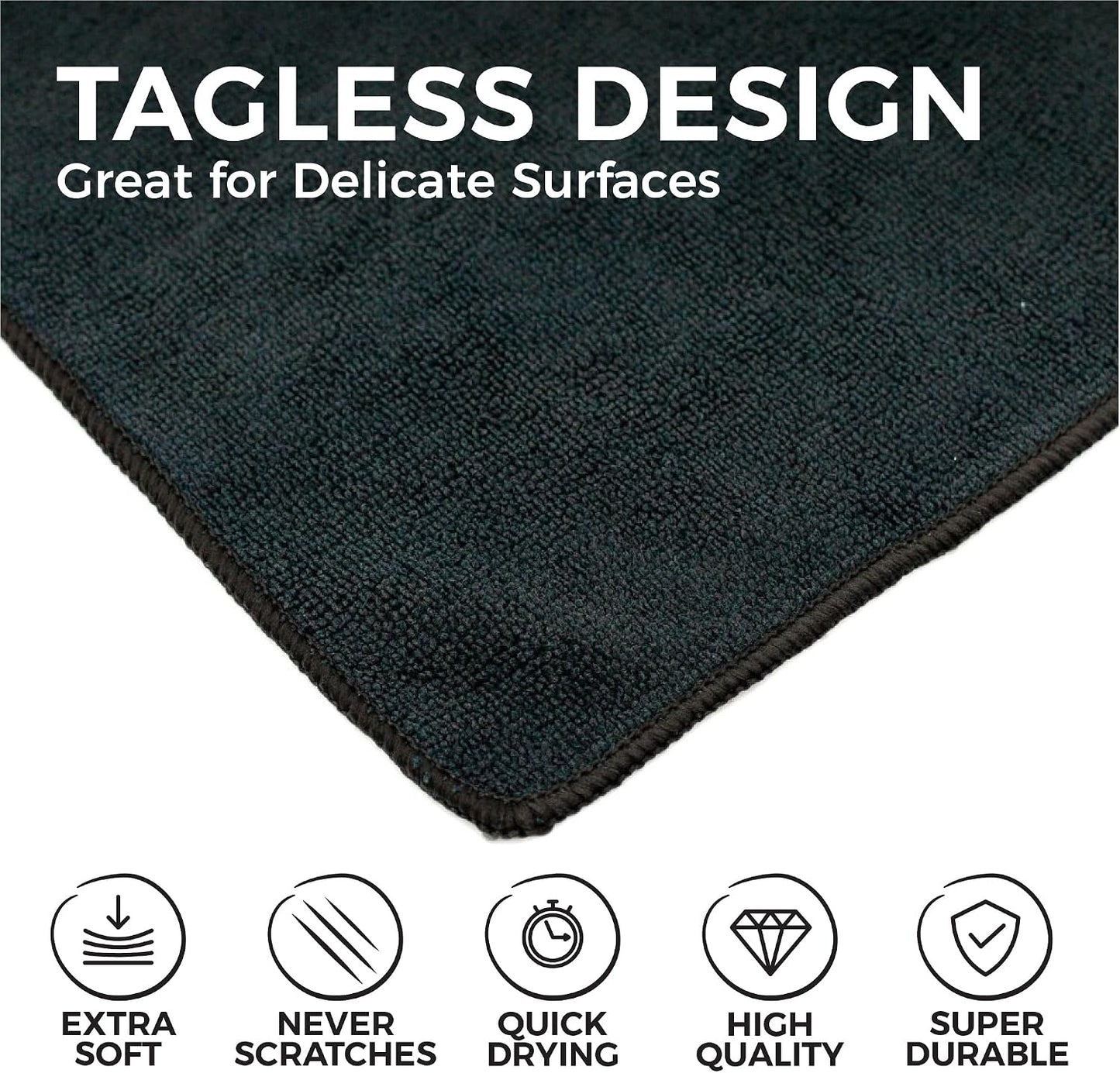 All-Purpose Microfiber Terry Cleaning Towels - Commercial Grade, Highly Absorbent, Lint-Free, Streak-Free, Kitchens, Bathrooms, Offices, 300gsm, 12in x 12in, Yellow (12-Pack)