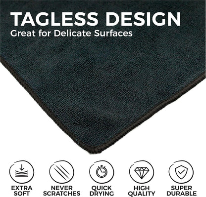 All-Purpose Microfiber Terry Cleaning Towels - Commercial Grade, Highly Absorbent, Lint-Free, Streak-Free, Kitchens, Bathrooms, Offices, 300gsm, 12in x 12in, Yellow (12-Pack)