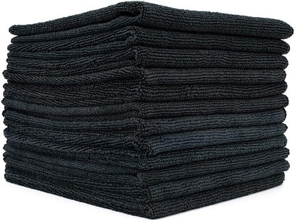 All-Purpose Microfiber Terry Cleaning Towels - Commercial Grade, Highly Absorbent, Lint-Free, Streak-Free, Kitchens, Bathrooms, Offices, 300gsm, 12in x 12in, Yellow (12-Pack)