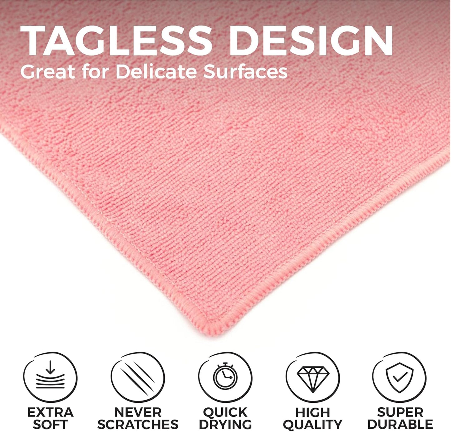 All-Purpose Microfiber Terry Cleaning Towels - Commercial Grade, Highly Absorbent, Lint-Free, Streak-Free, Kitchens, Bathrooms, Offices, 300gsm, 12in x 12in, Yellow (12-Pack)