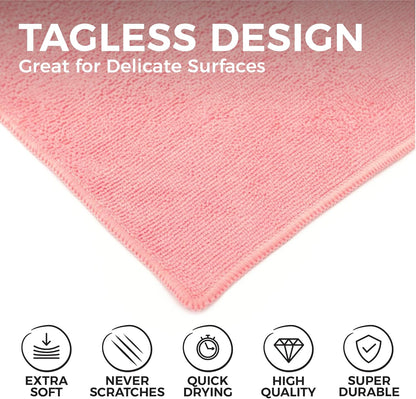 All-Purpose Microfiber Terry Cleaning Towels - Commercial Grade, Highly Absorbent, Lint-Free, Streak-Free, Kitchens, Bathrooms, Offices, 300gsm, 12in x 12in, Yellow (12-Pack)