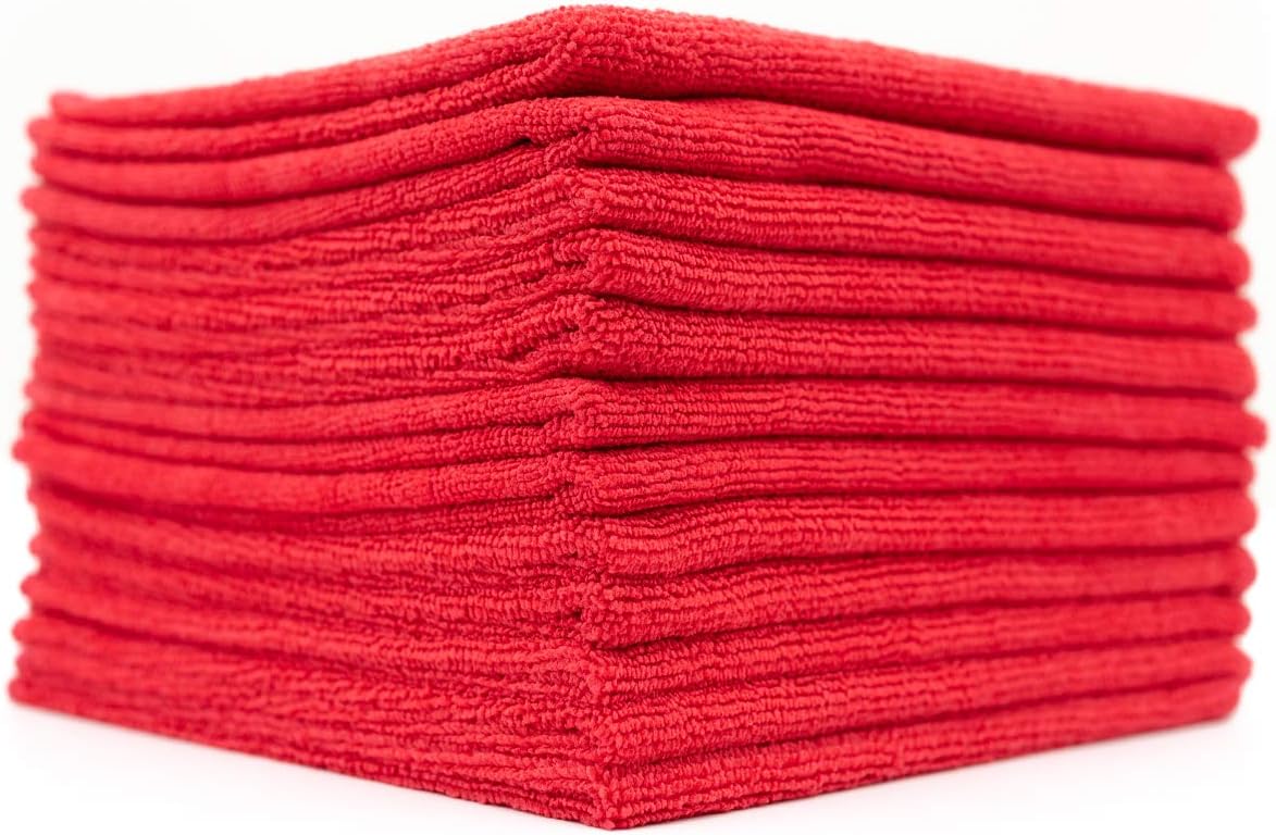 All-Purpose Microfiber Terry Cleaning Towels - Commercial Grade, Highly Absorbent, Lint-Free, Streak-Free, Kitchens, Bathrooms, Offices, 300gsm, 12in x 12in, Yellow (12-Pack)