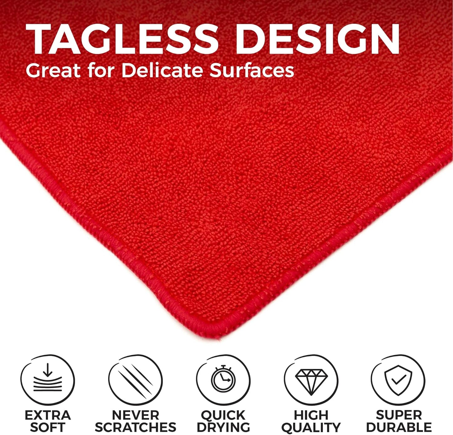 All-Purpose Microfiber Terry Cleaning Towels - Commercial Grade, Highly Absorbent, Lint-Free, Streak-Free, Kitchens, Bathrooms, Offices, 300gsm, 12in x 12in, Yellow (12-Pack)