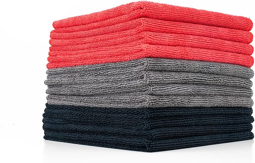 All-Purpose Microfiber Terry Cleaning Towels - Commercial Grade, Highly Absorbent, Lint-Free, Streak-Free, Kitchens, Bathrooms, Offices, 300gsm, 12in x 12in, Yellow (12-Pack)