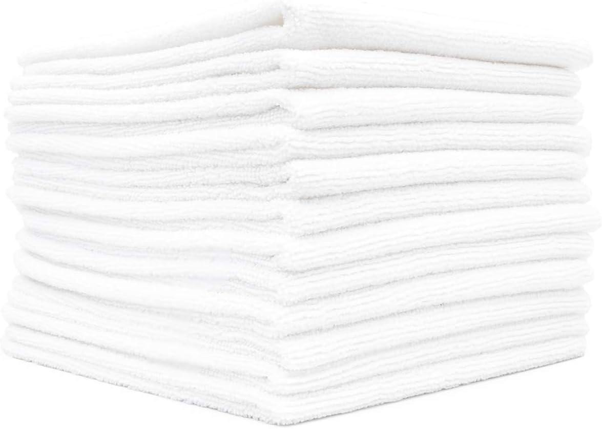 All-Purpose Microfiber Terry Cleaning Towels - Commercial Grade, Highly Absorbent, Lint-Free, Streak-Free, Kitchens, Bathrooms, Offices, 300gsm, 12in x 12in, Yellow (12-Pack)