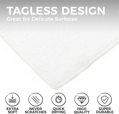 All-Purpose Microfiber Terry Cleaning Towels - Commercial Grade, Highly Absorbent, Lint-Free, Streak-Free, Kitchens, Bathrooms, Offices, 300gsm, 12in x 12in, Yellow (12-Pack)