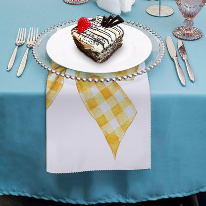 Yellow Checkered Bow Cloth Napkins Set of 6, Square Premium Reusable Washable Polyester Table Linen Napkin for Dinner Party