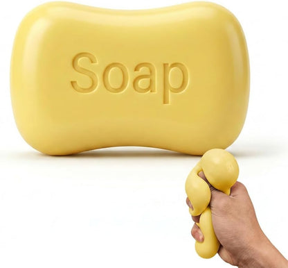 Crunchy Soap Squishy, Realistic Soap Squeeze Sensory Tool, Portable Handheld Stress Relief Accessory for Desk Relaxation, Squeeze Relax Item for Adults (Yellow)