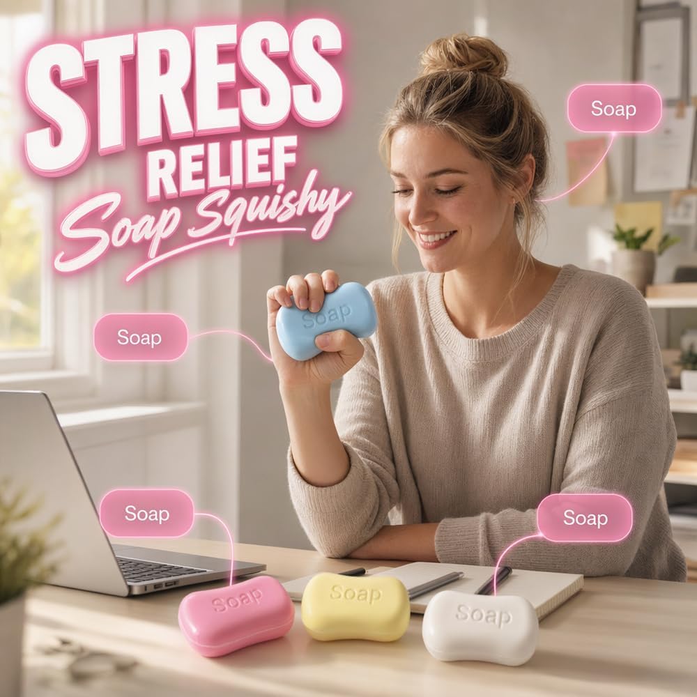Crunchy Soap Squishy, Realistic Soap Squeeze Sensory Tool, Portable Handheld Stress Relief Accessory for Desk Relaxation, Squeeze Relax Item for Adults (Yellow)