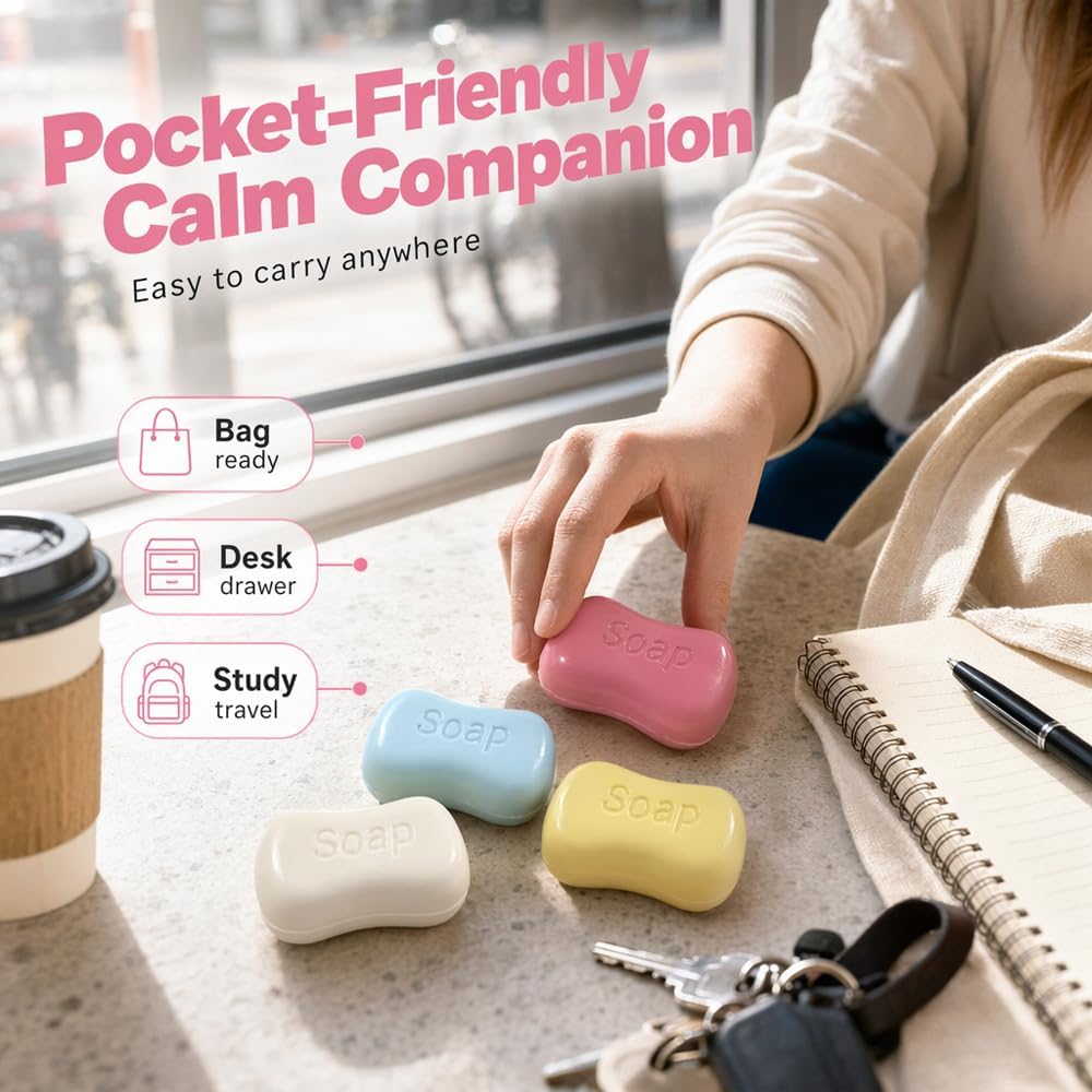 Crunchy Soap Squishy, Realistic Soap Squeeze Sensory Tool, Portable Handheld Stress Relief Accessory for Desk Relaxation, Squeeze Relax Item for Adults (Yellow)