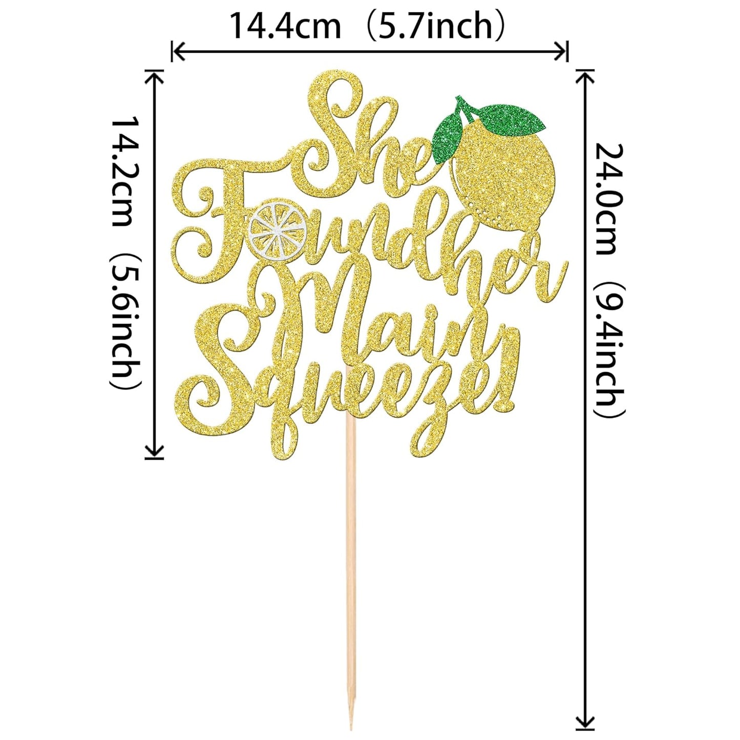 1 PCS She Found Her Main Squeeze Cake Topper Glitter Fruit Lemon Bridal Shower Cake Pick Decoration for Lemon Theme Wedding Engagement Bridal Shower Bachelorette Party Cake Decorations Supplies