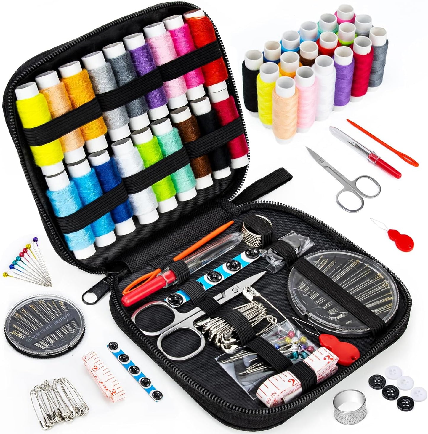Sewing Kit Basic for Adults, 87 Pcs Sewing Kit with Needle and Thread, Sewing Supplies Portable Travel Emergency Repair Kit for Beginners Home DIY, Gift for Mom and Grandma