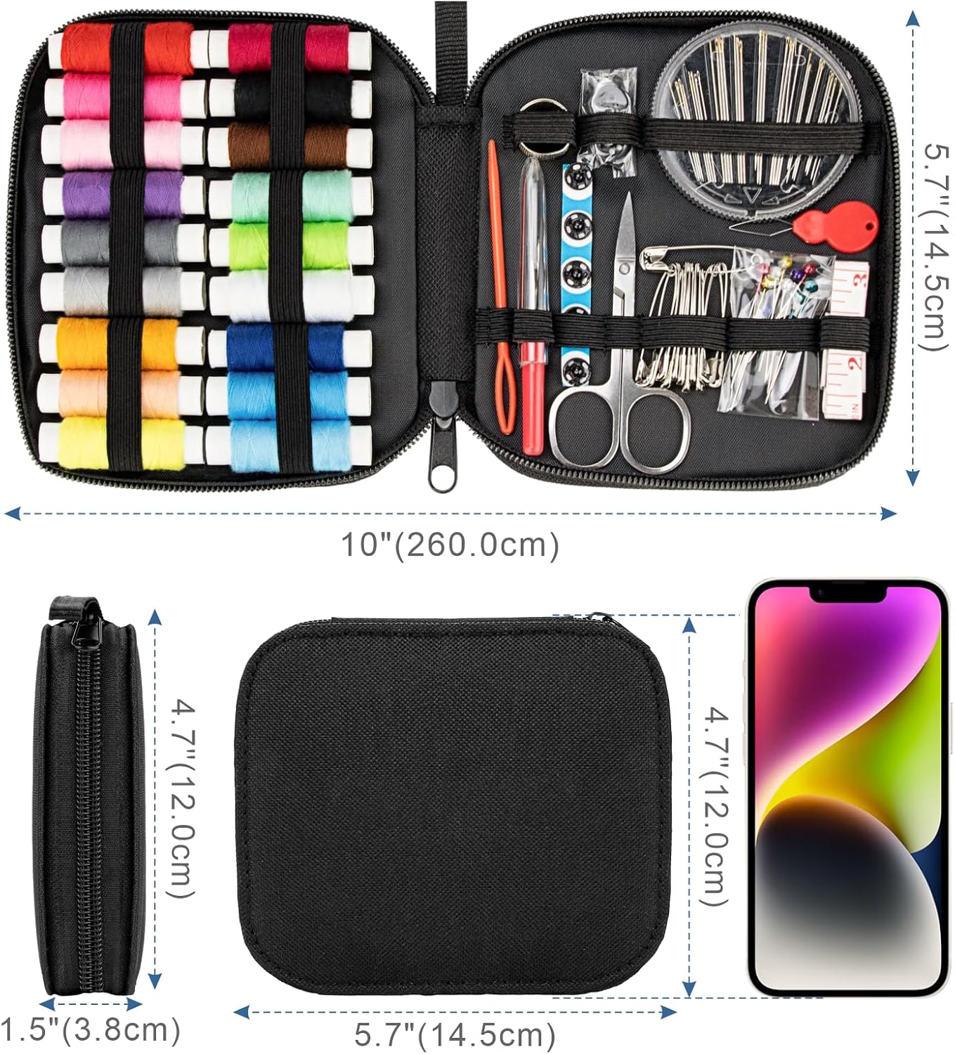 Sewing Kit Basic for Adults, 87 Pcs Sewing Kit with Needle and Thread, Sewing Supplies Portable Travel Emergency Repair Kit for Beginners Home DIY, Gift for Mom and Grandma
