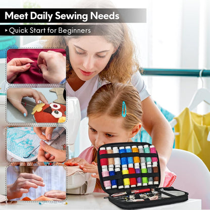 Sewing Kit Basic for Adults, 87 Pcs Sewing Kit with Needle and Thread, Sewing Supplies Portable Travel Emergency Repair Kit for Beginners Home DIY, Gift for Mom and Grandma