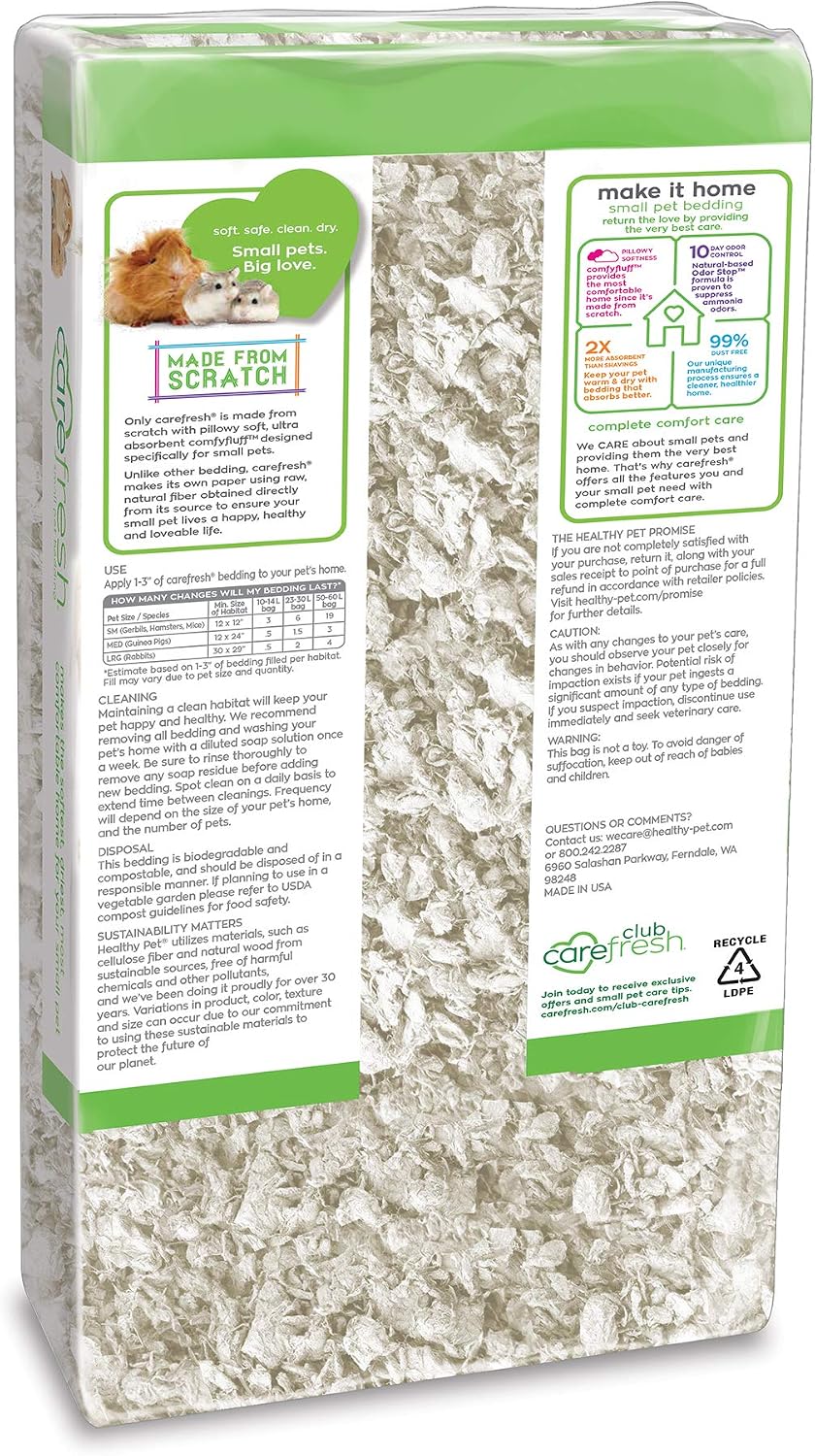 Confetti Small Pet Bedding, 99% Dust-Free Natural Paper with Superior 10 Day Odor Control & Absorption for Guinea Pigs, Hamsters, 50L, (Pack May Vary) (L0410) | 2X more absorbent, 99% dust free, odor control, Biodegradable and compostable, For hamsters,